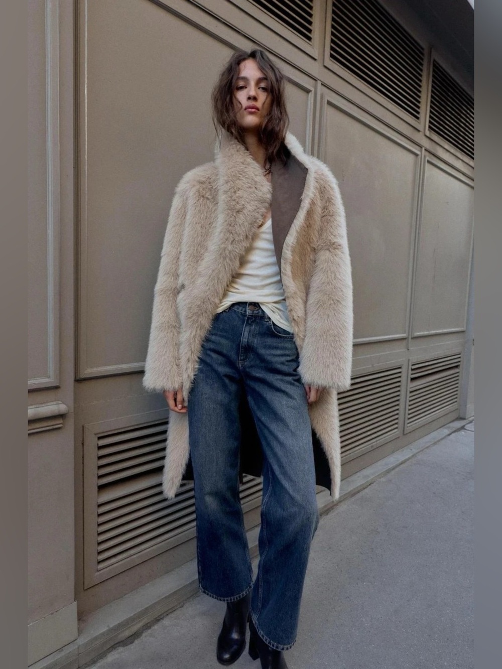 ZARA ~ Reversible Double Faced Faux Fur Coat - Picture 12 of 15